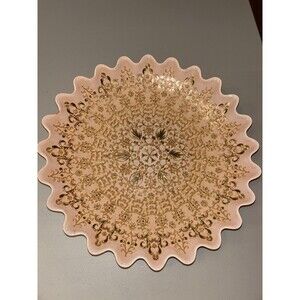 Azzurra Glass Bowl Silver Pink/Gold Made in Turkey Decorative Art Scalloped Bowl